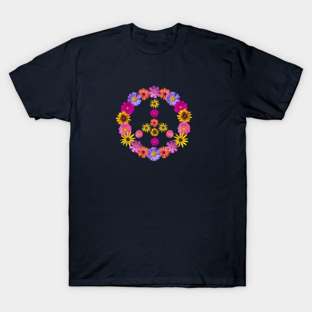 Flower Peace Sign T-Shirt by shotsfromthehip